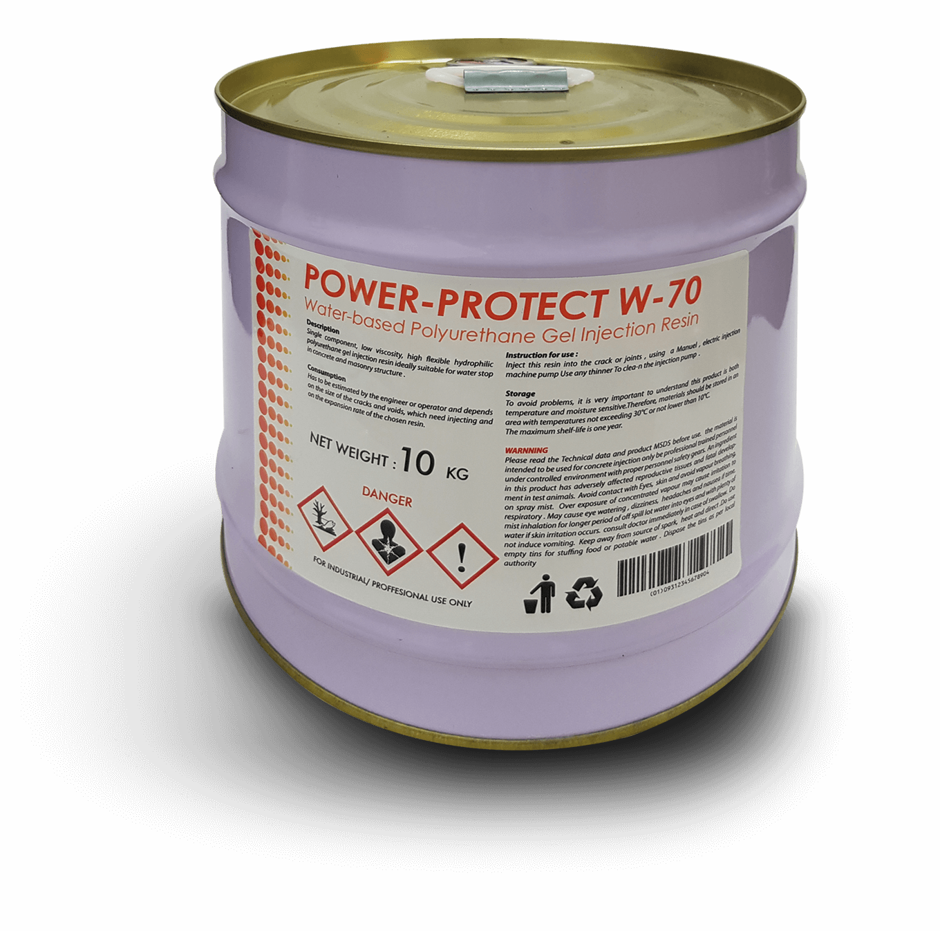 Power-Protect W70 is an Water-based Polyurethane Gel Injection Resin